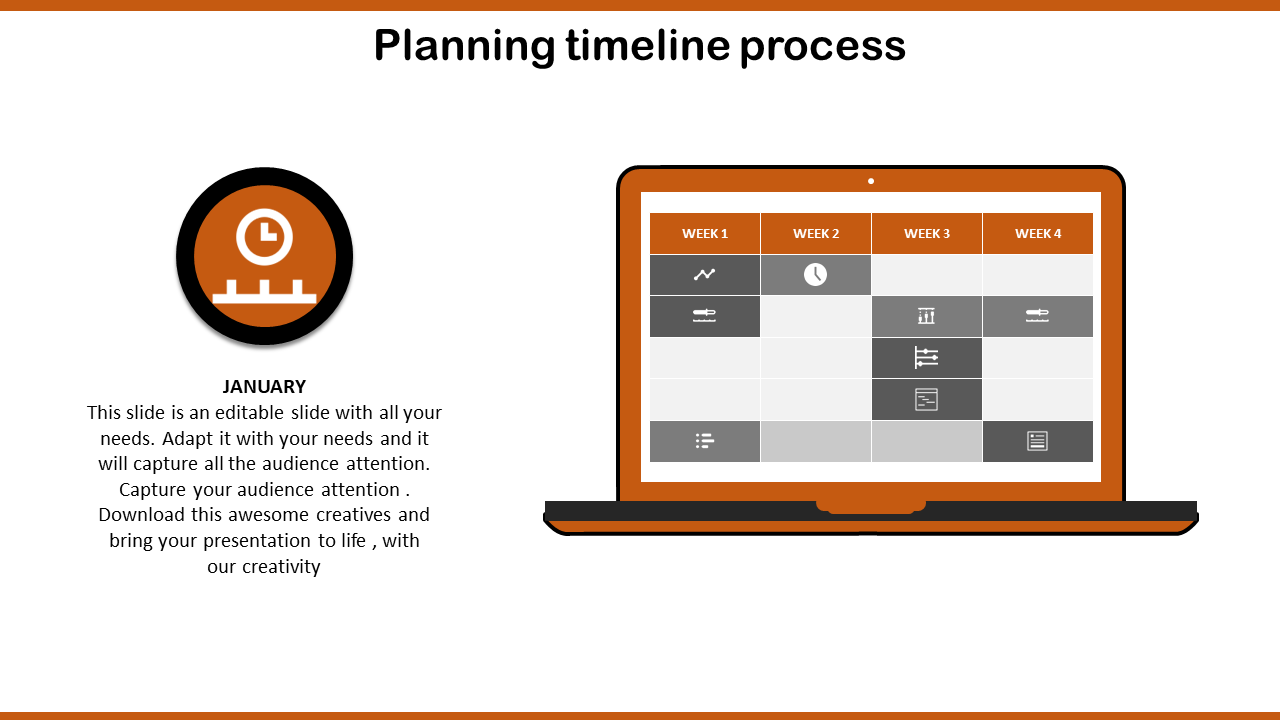 Free - Project Timeline Calendar Template PowerPoint Slide